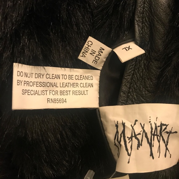 Vintage 90s Manart Reversible Black Leather Coat Black Faux Fur Coat Zip Up XL - Picture 6 of 16